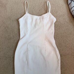 H&M White Denim Women's Size Small Mini Dress, Spaghetti Straps, Side zipper.